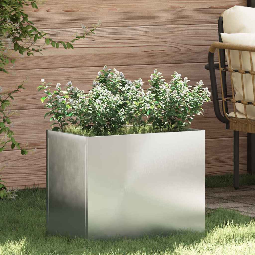 vidaXL Vază pentru Grădină Argintiu 50 x 32 x 40 cm Oțel galvanizat