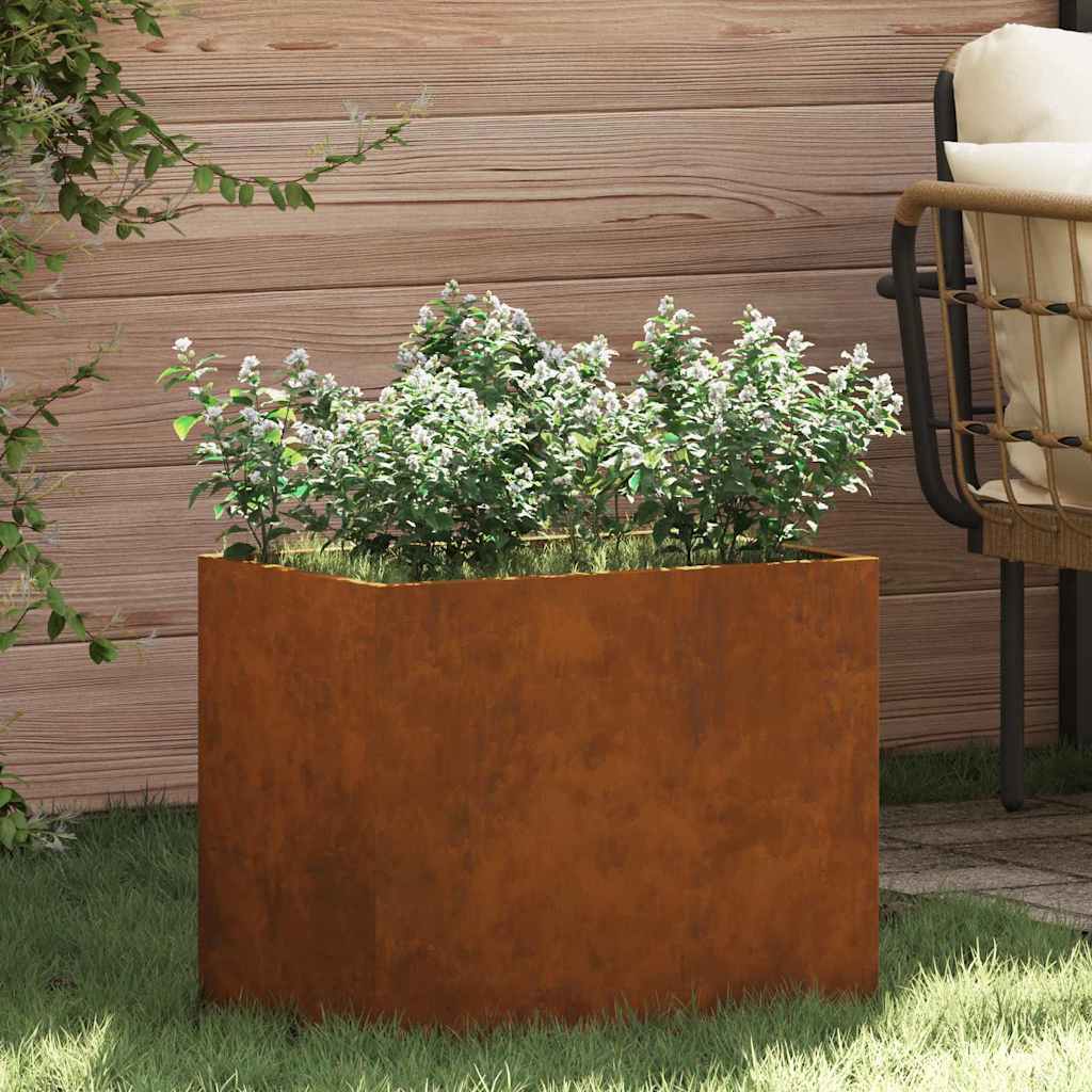 vidaXL Vază pentru Grădină Maro 50 x 32 x 40 cm Oțel Vechi