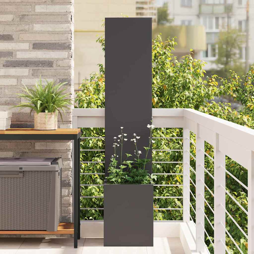Záhradný Kvetináč s Dekoratívnym Panelom Čierna 32 x 140 cm 876371