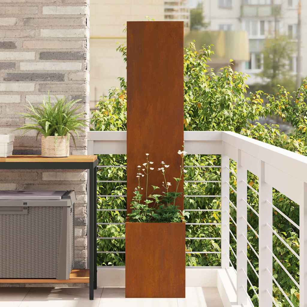 Záhradný Kvetináč s Dekoratívnym Panelom Hrdzavý 32 x 140 cm 876377
