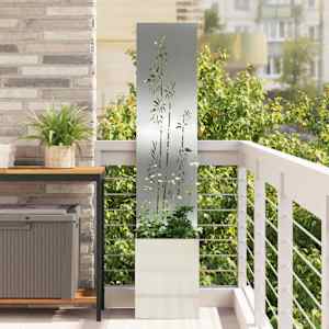 Zaslon za zasebnost v vrtu srebrna 32 x 140 cm Pocinkano jeklo