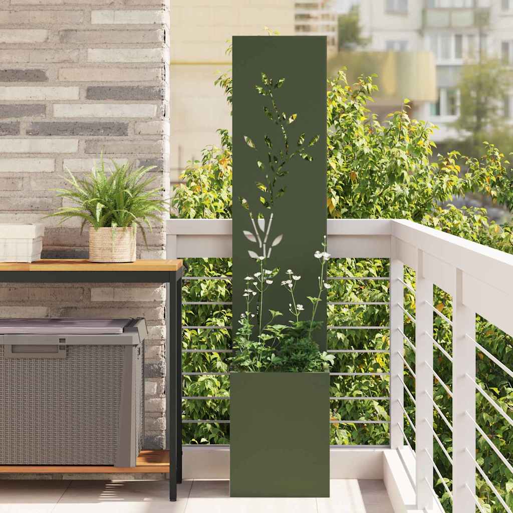 Tuin Privacy Screen Olijfgroen 32 x 140 cm Koudgewalst staal