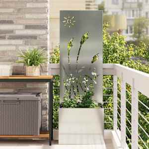 Zaslon za zasebnost v vrtu srebrna 50 x 140 cm Pocinkano jeklo