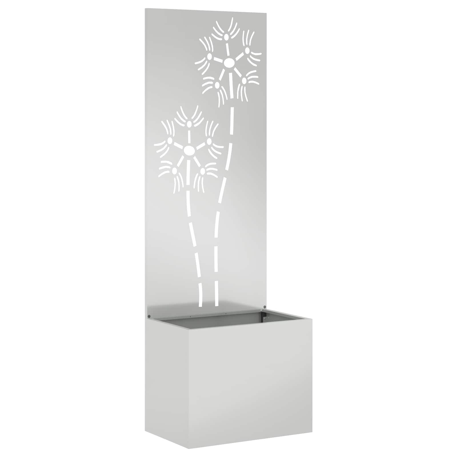 vidaXL Garten Sichtschutz-Leinwand Floral Silber 50 x 32 x 150 cm