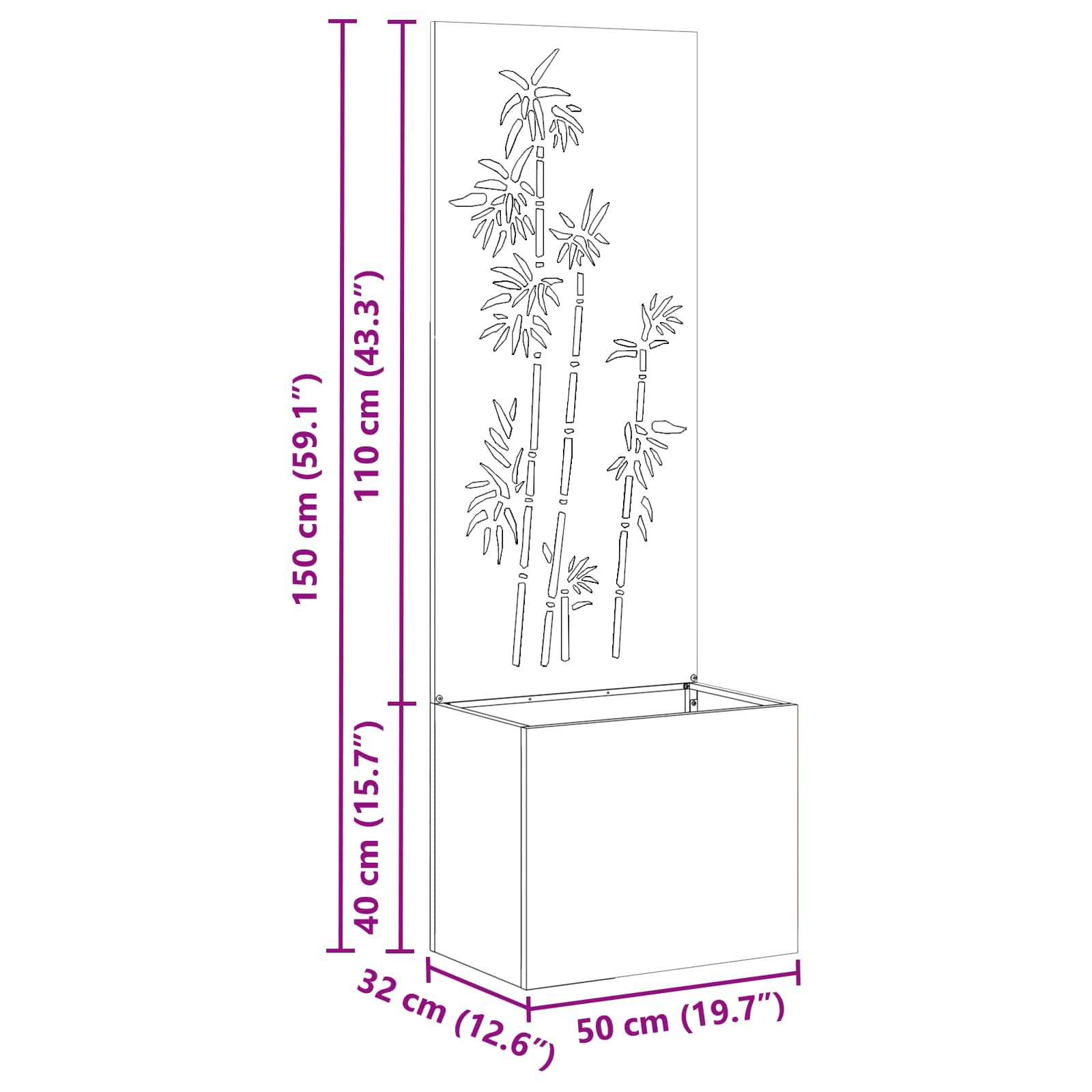 Zaslon za zasebnost v vrtu Cvetlični srebrna 50 x 32 x 150 cm - slika 10
