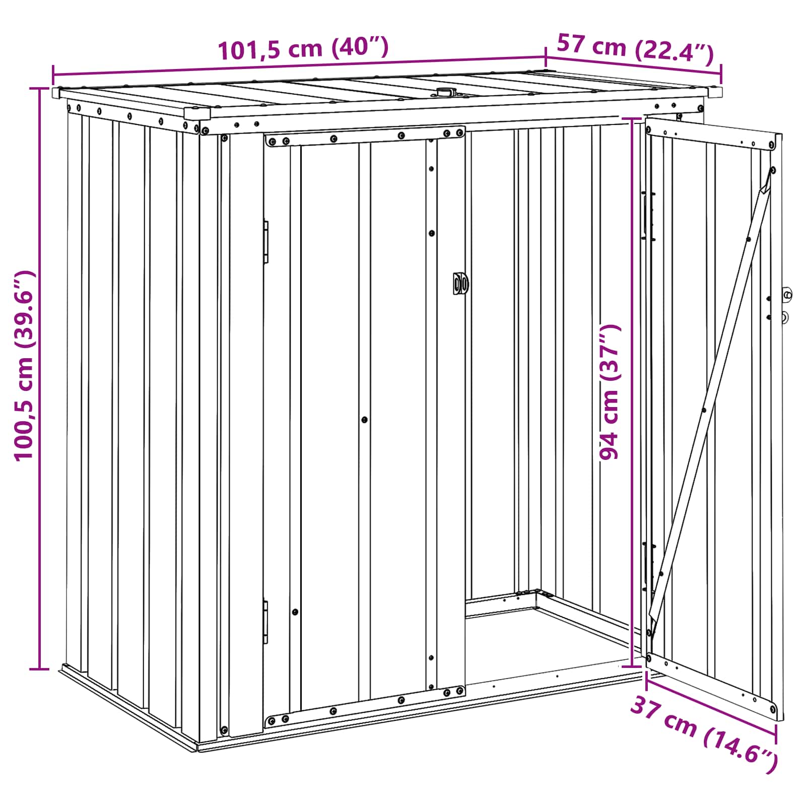 Tuinopslagdoos Zwart 101,5 x 57 x 100,5 cm Staal image 12