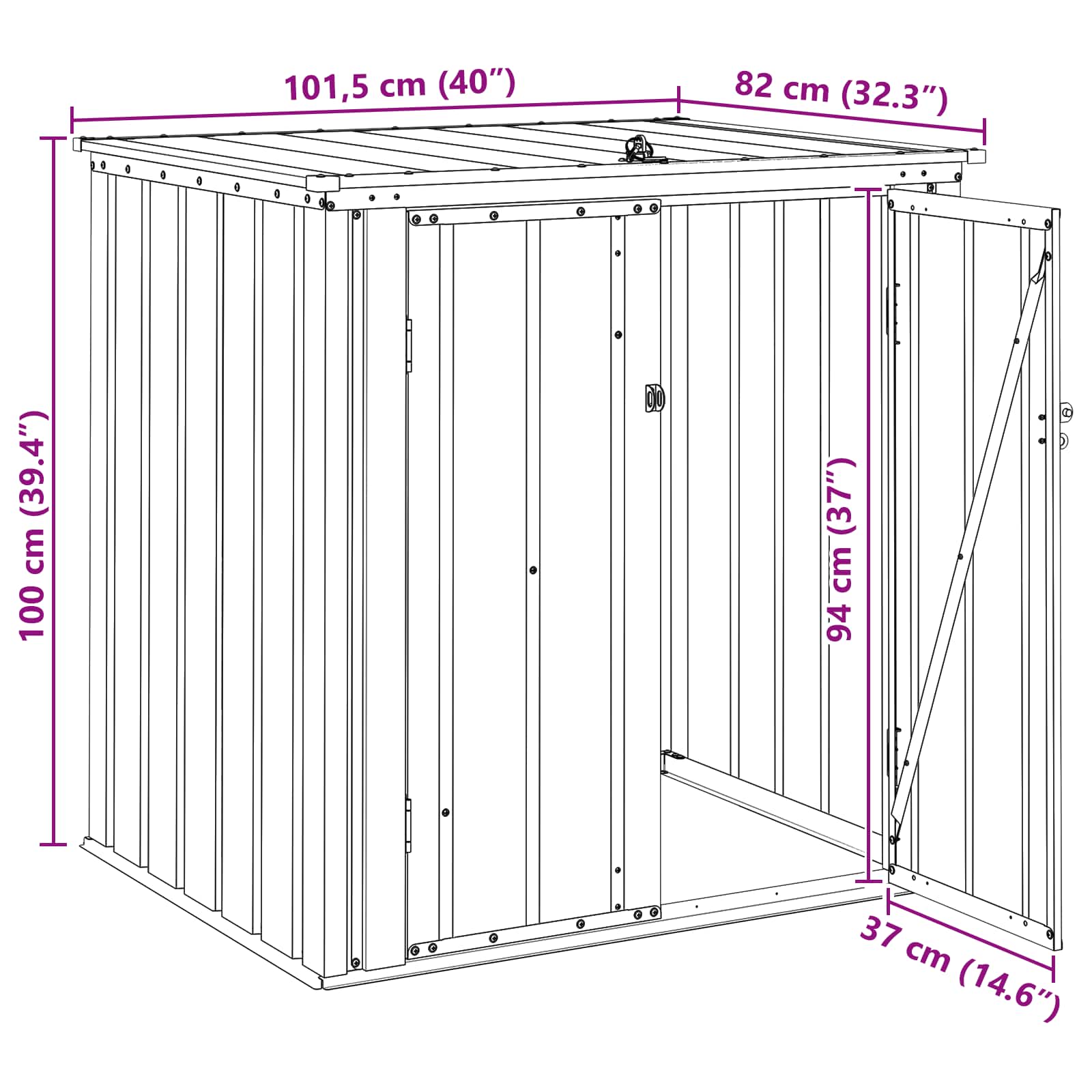 Tuinopslagdoos Zwart 101,5 x 82 x 100 cm Staal image 12