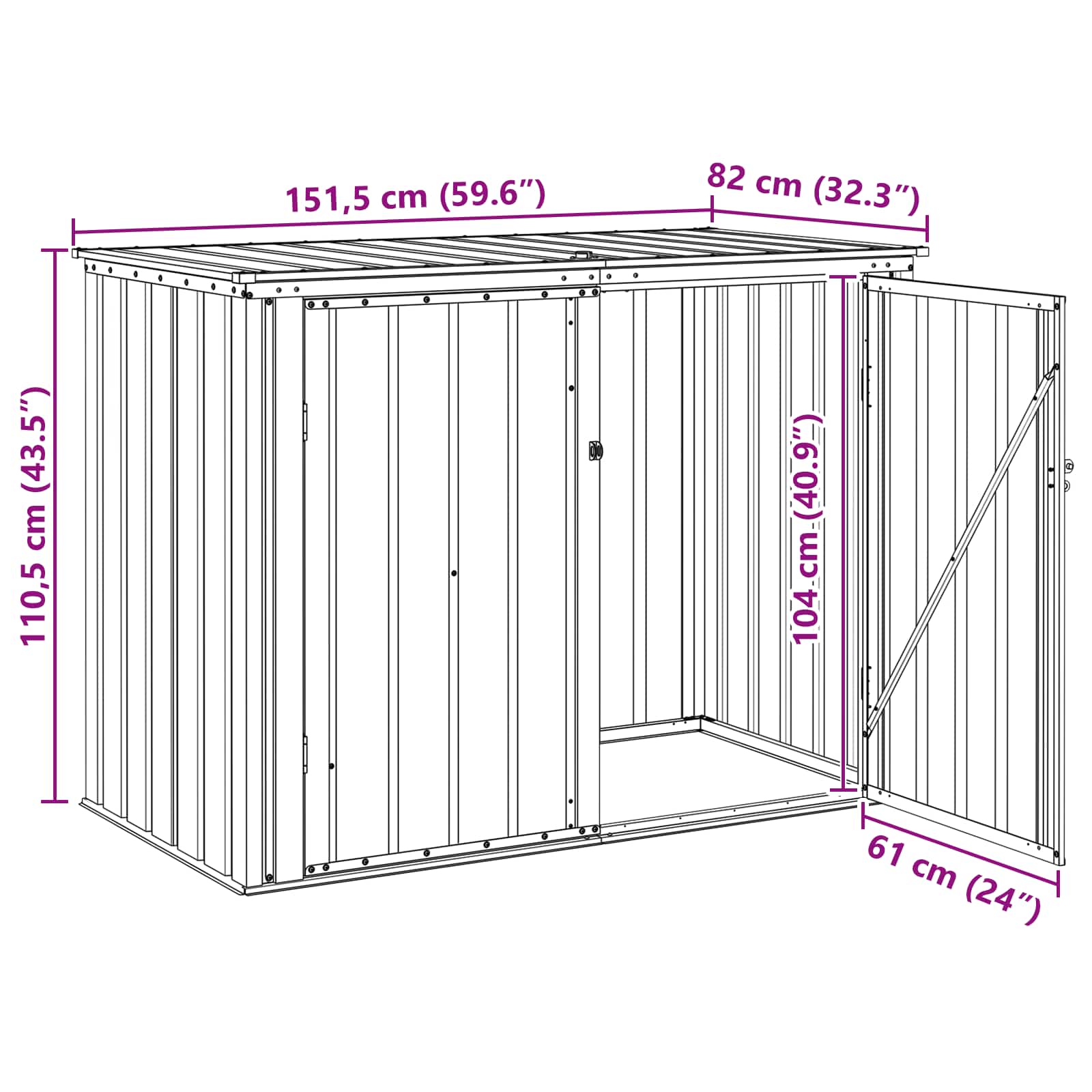 Tuinopslagdoos Bruin 151,5 x 82 x 110,5 cm Staal image 12