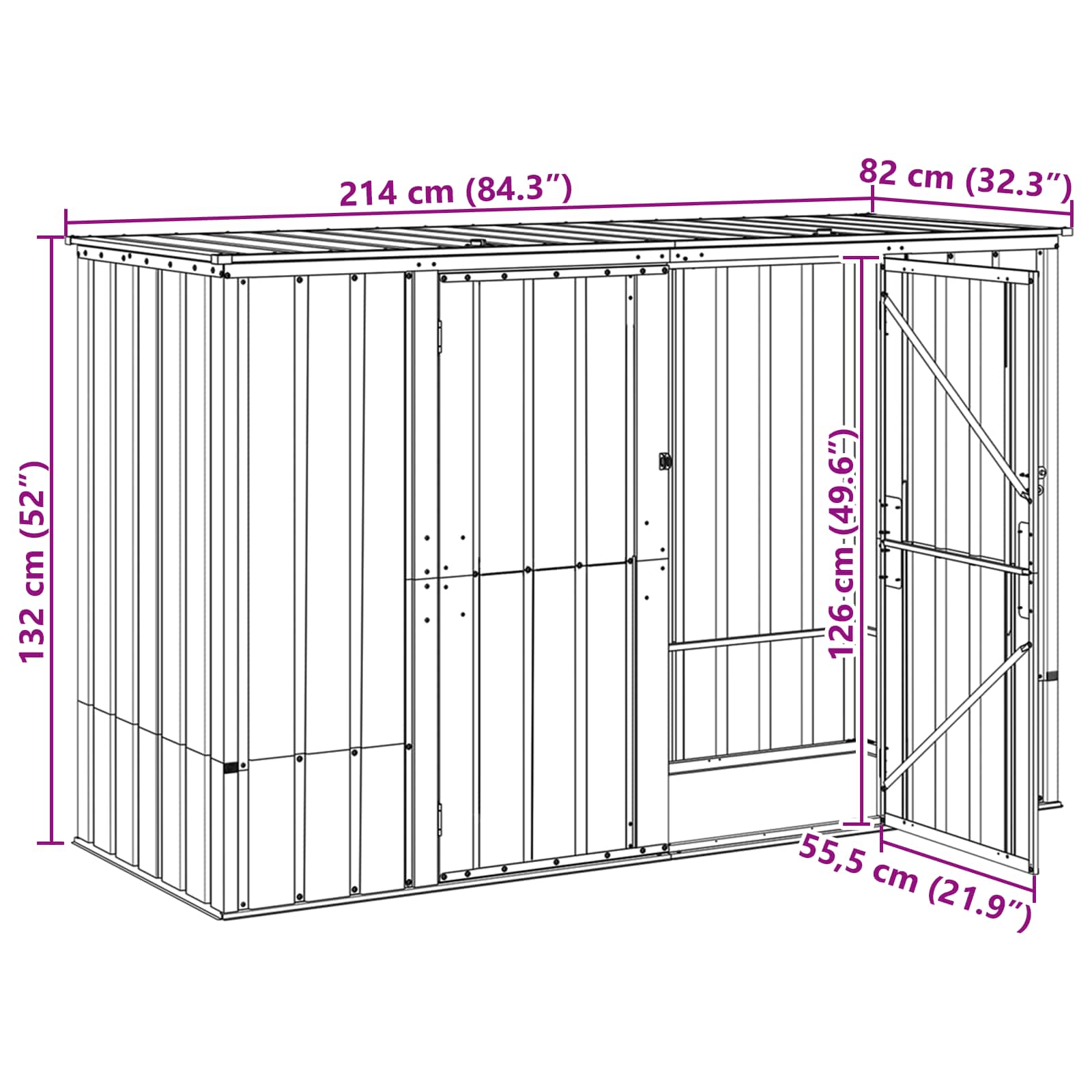 Tuinopslagdoos Bruin 214 x 82 x 132 cm Staal image 12