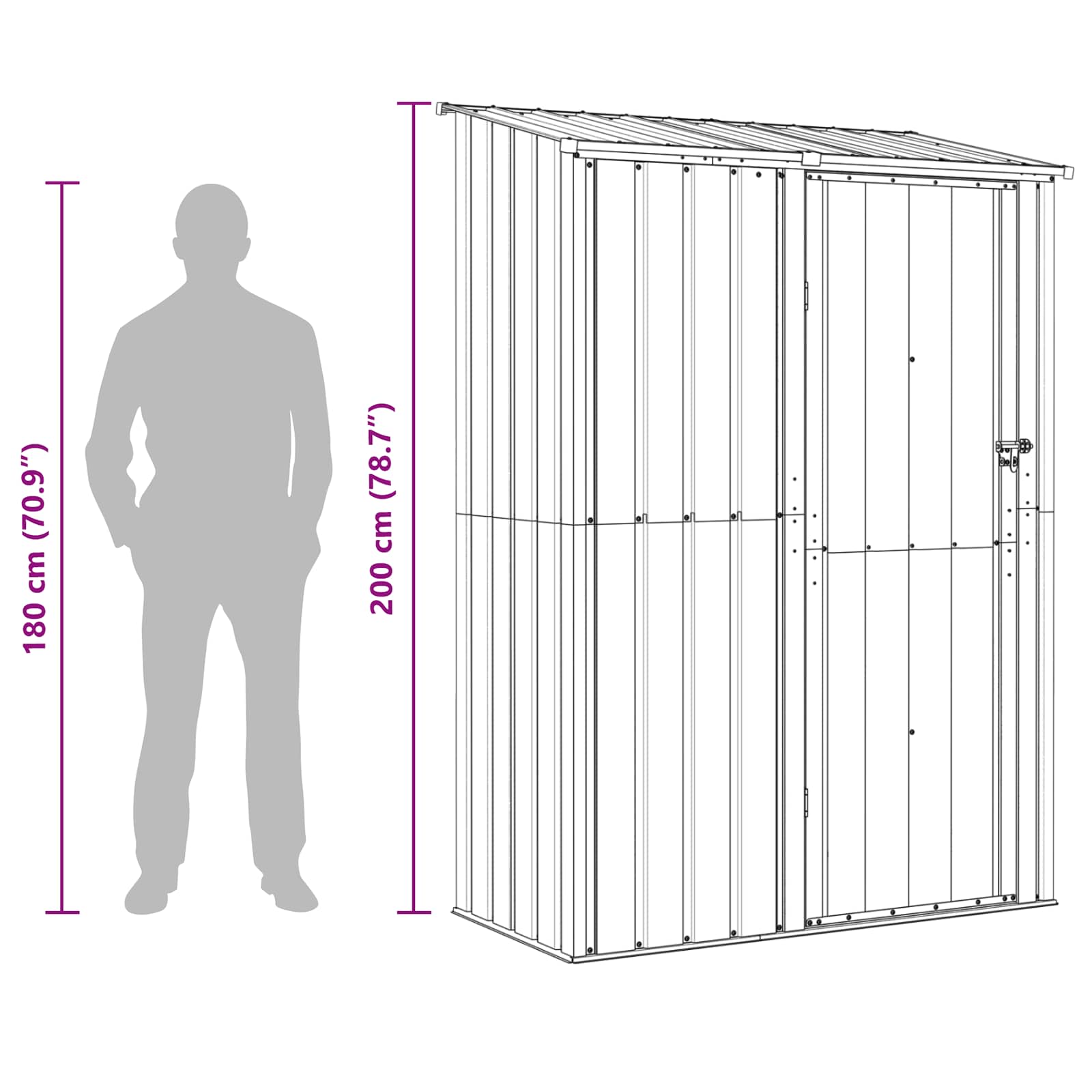 Dārza šķūņi Brūna 140,5 x 74 x 200 cm Metāls