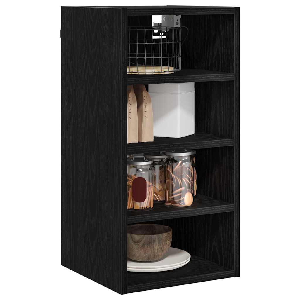 vidaXL Hangkast Riga Zwart eiken 30 x 29,5 x 60 cm Bewerkt hout