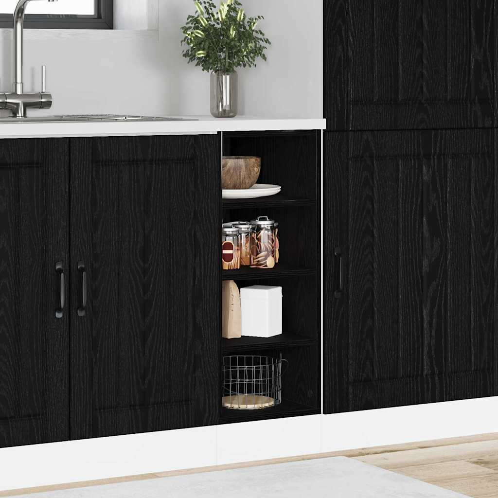 vidaXL Küchenunterschrank mit Regal Riga Schwarz Eichen-Optik