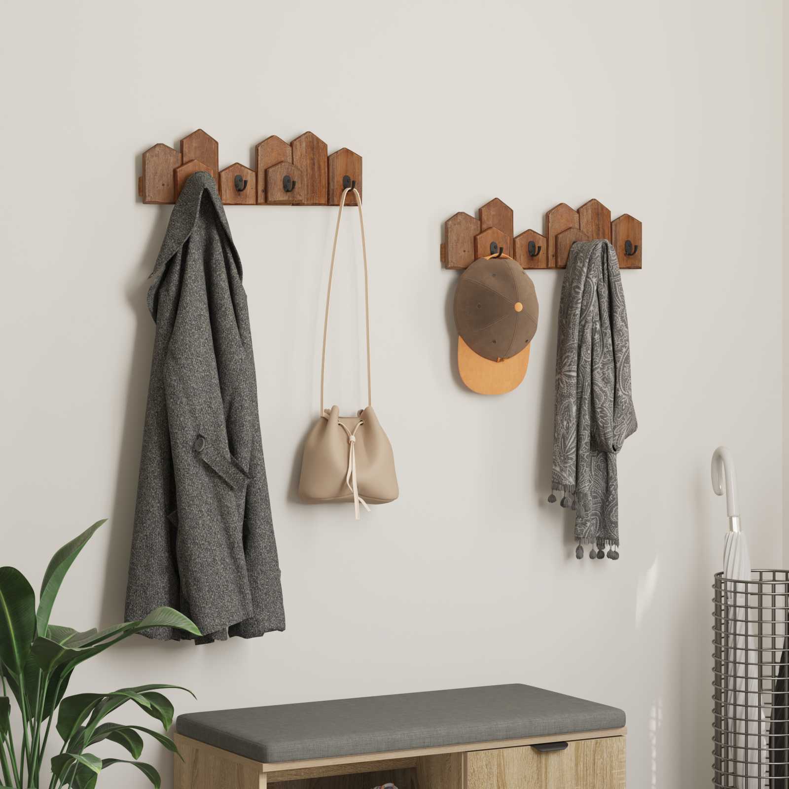 Hanger Bruin 48 x 8 x 15 cm Massief Mahoniehout image 1