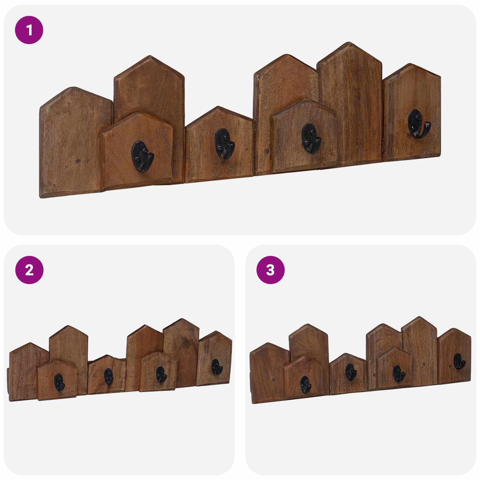 Hanger Bruin 48 x 8 x 15 cm Massief Mahoniehout image 4