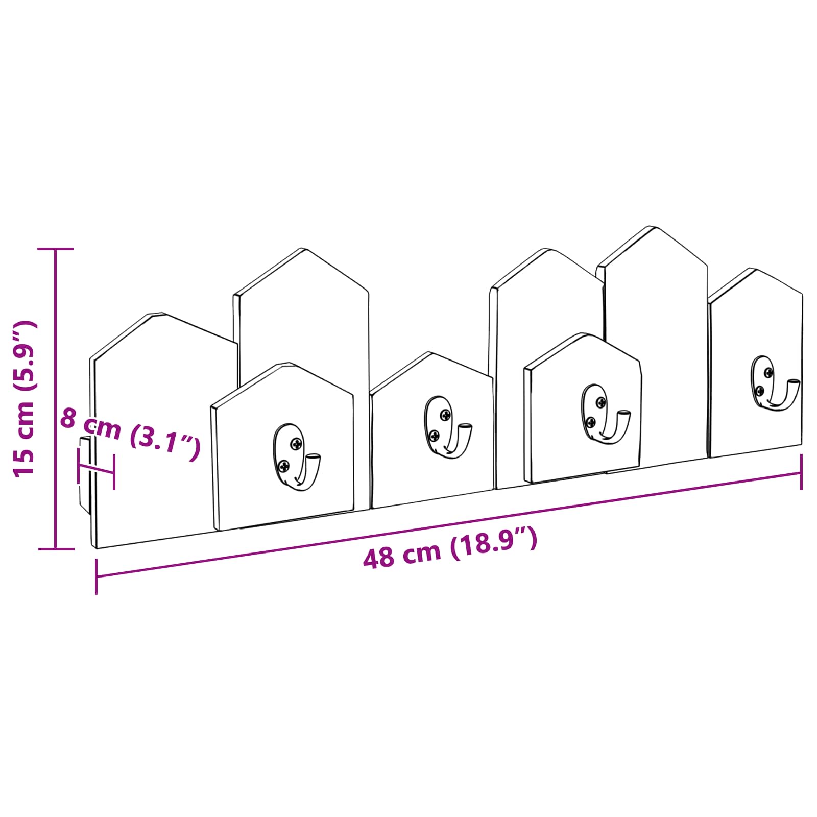 Hanger Bruin 48 x 8 x 15 cm Massief Mahoniehout image 11