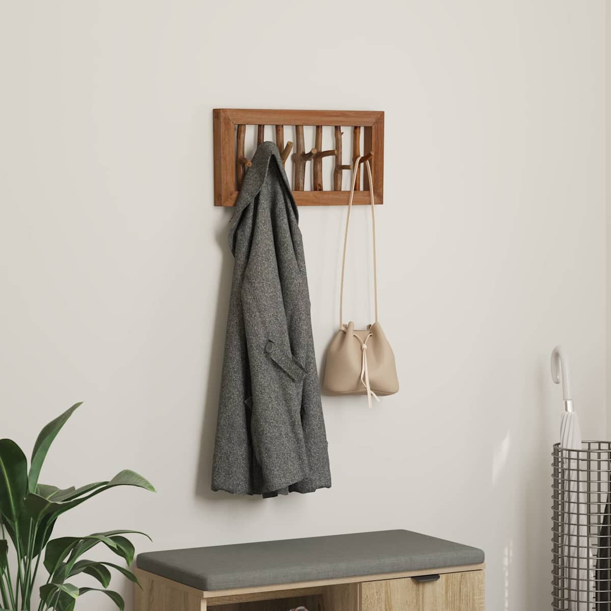 Frakkekrog Naturfarvet 50 x 10 x 25 cm Massiv Mahogni