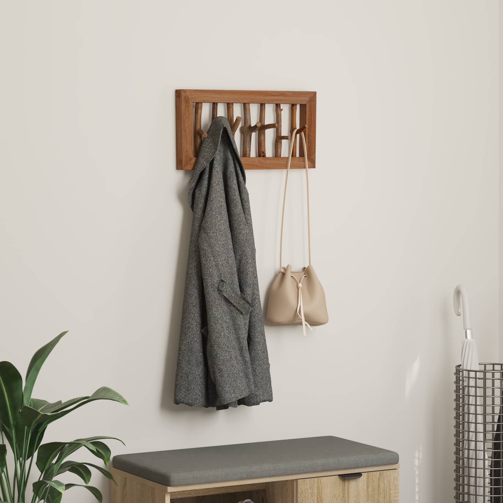 vidaXL Umeraș Maro 50 x 11 x 25 cm Lemn masiv de mahon