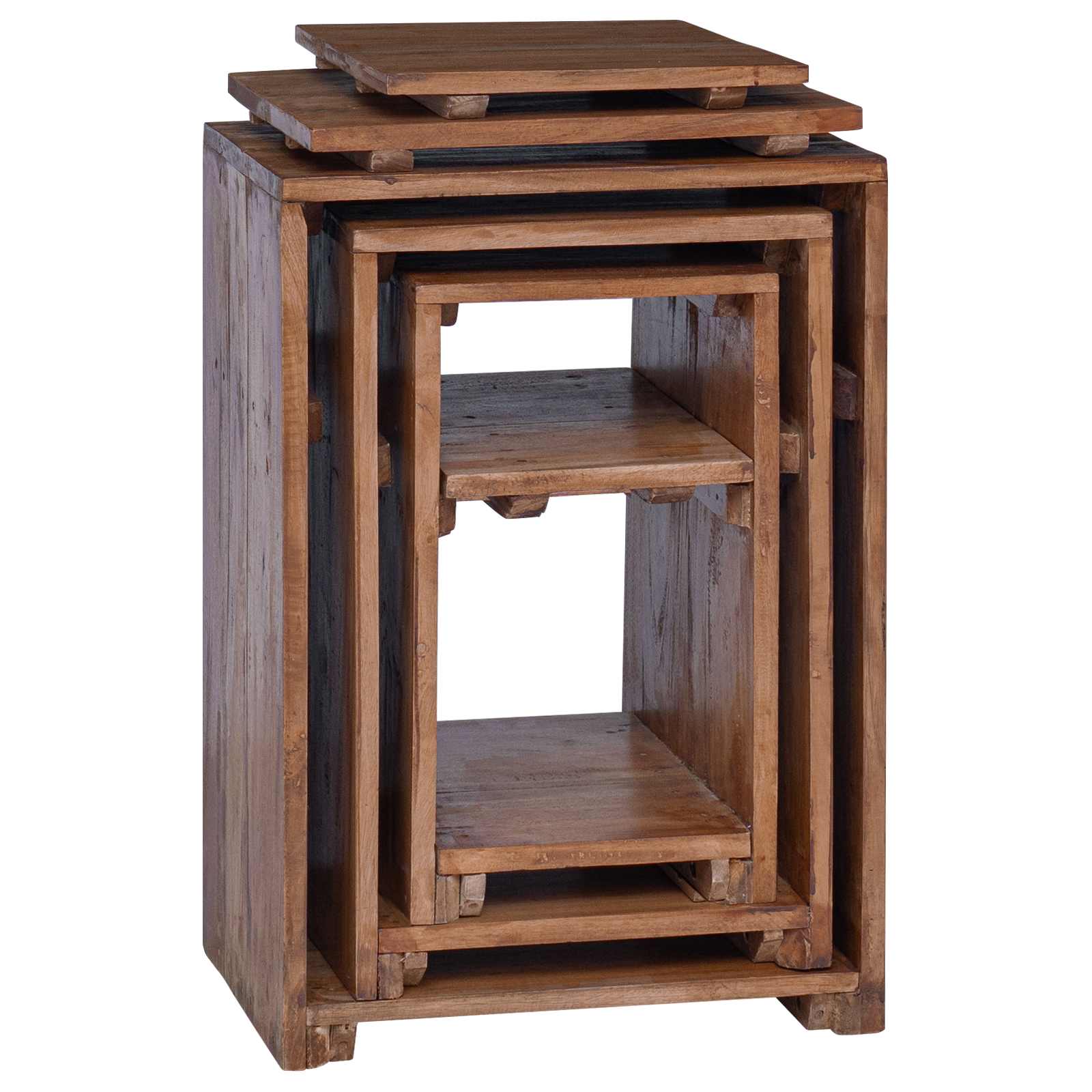 Akcentna miza s polico 3 pcs Rjava Masivni mahagonijev les - slika 12