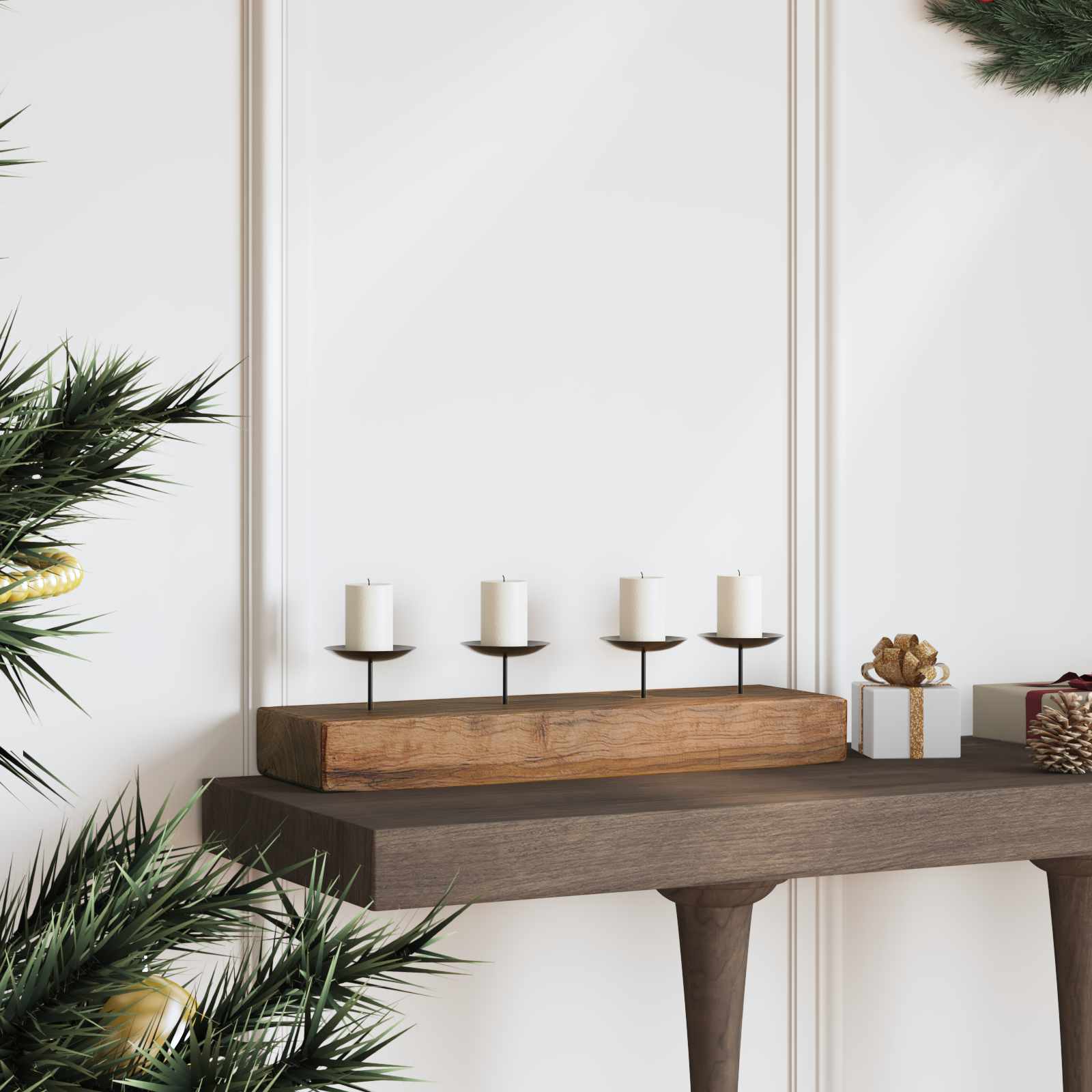 vidaXL Kaarsenhouder Naturel 50 x 15 x 10 cm Massief teakhout