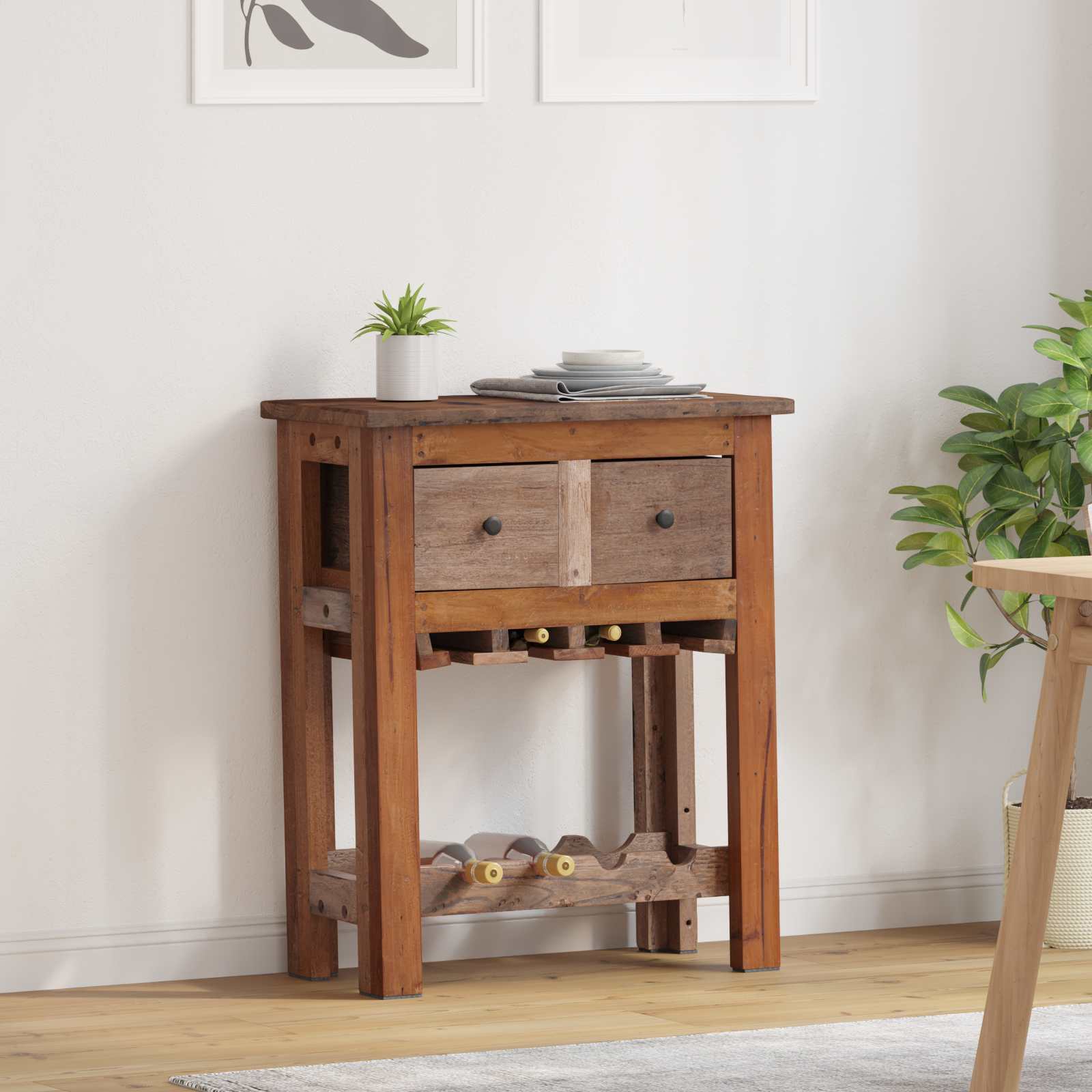 vidaXL Schrank Braun 60 x 30 x 70 cm Massives upgecyceltes Holz