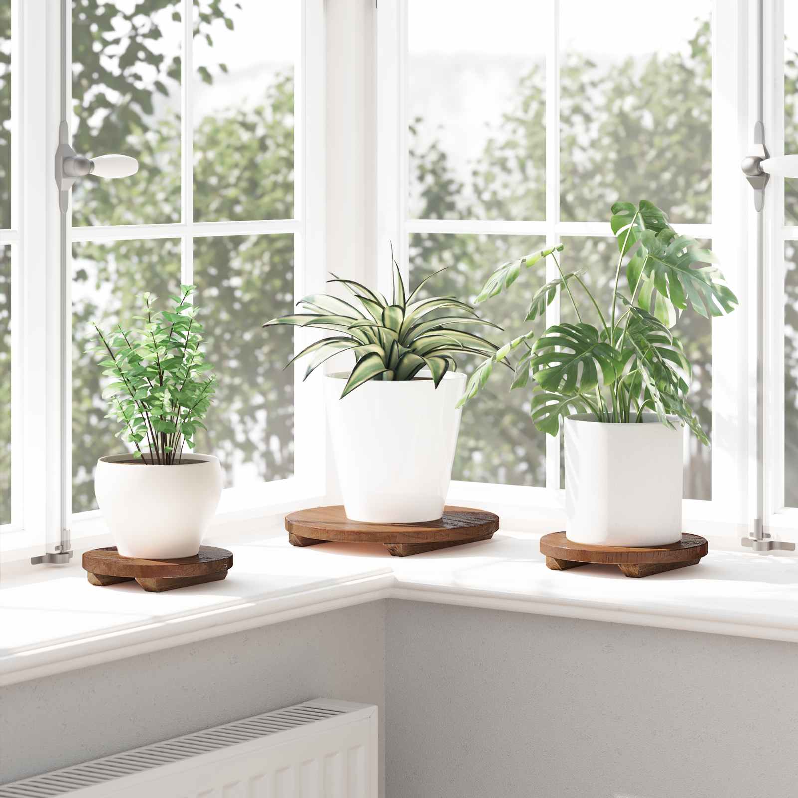 Plant Stool 3 pcs Bruin Mahoniehout image 3