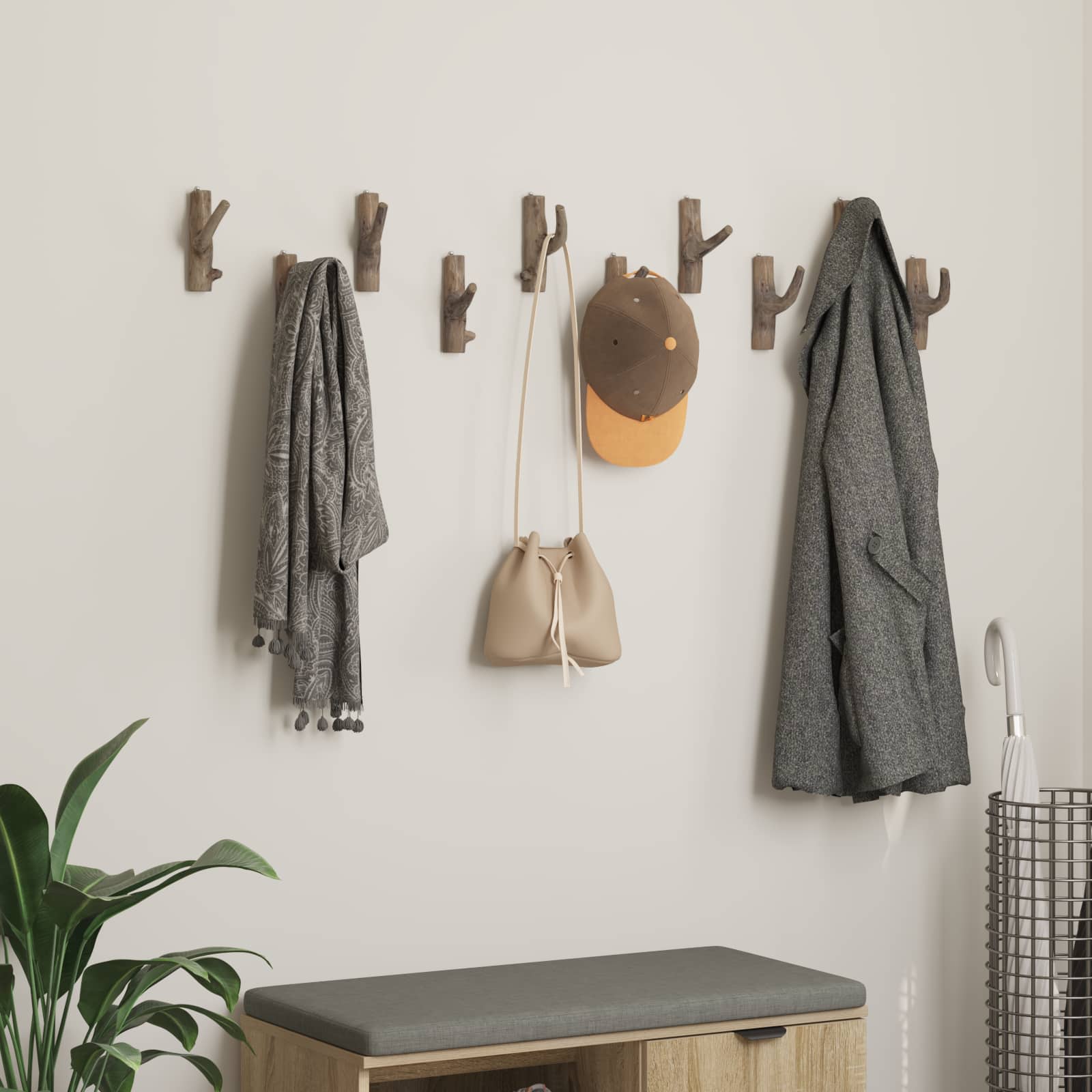 vidaXL Cârlig Maro 4 x 4 x 14 cm Lemn recuperat masiv