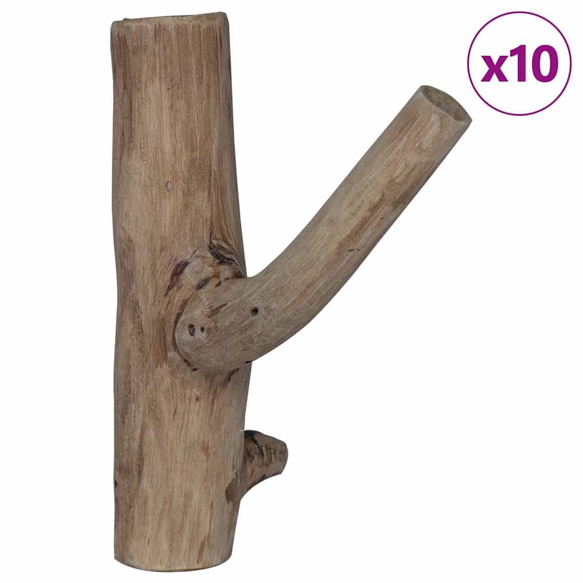 Krog Brun 4 x 4 x 14 cm Solid genbrugs træ - Billede 3