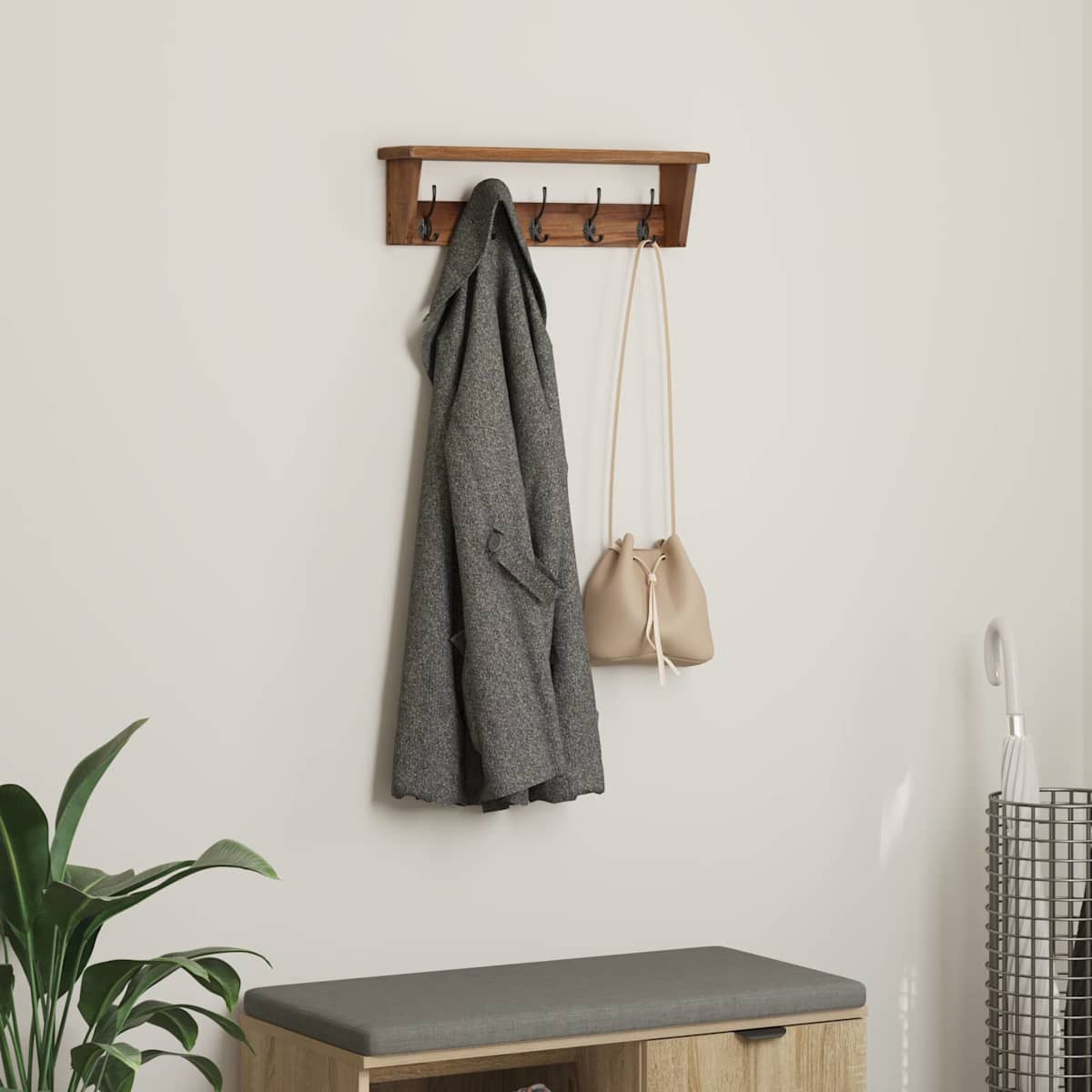Bøjle Brun 50 x 10 x 14 cm Massiv Mahogni