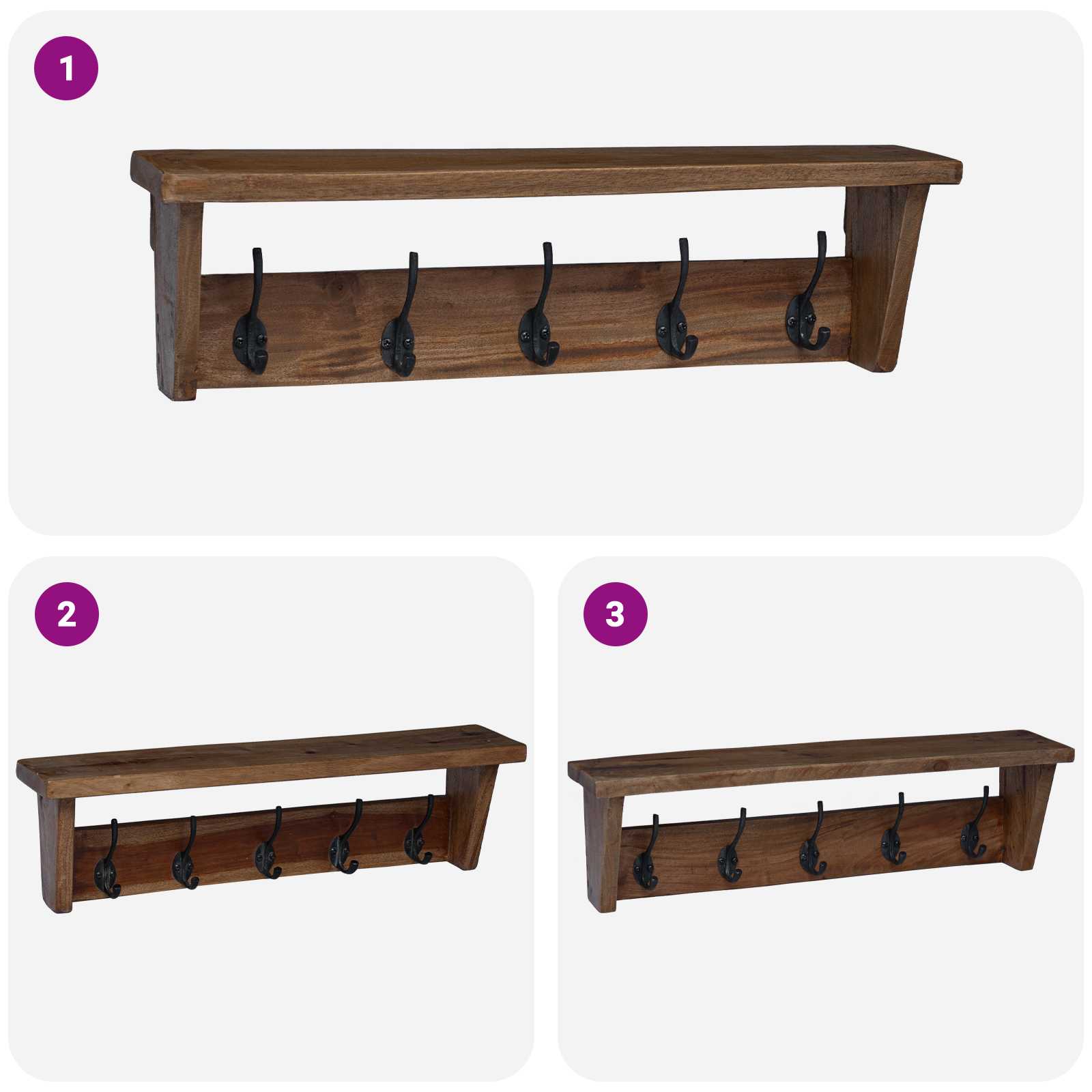 Hanger Bruin 50 x 10 x 14 cm Massief Mahoniehout image 4