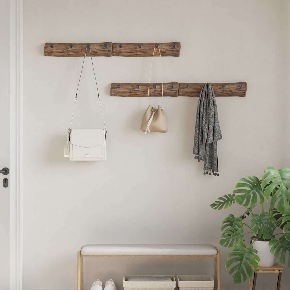 Bøjle Brun 50 x 8 x 12 cm Solid genbrugs træ - Billede 3