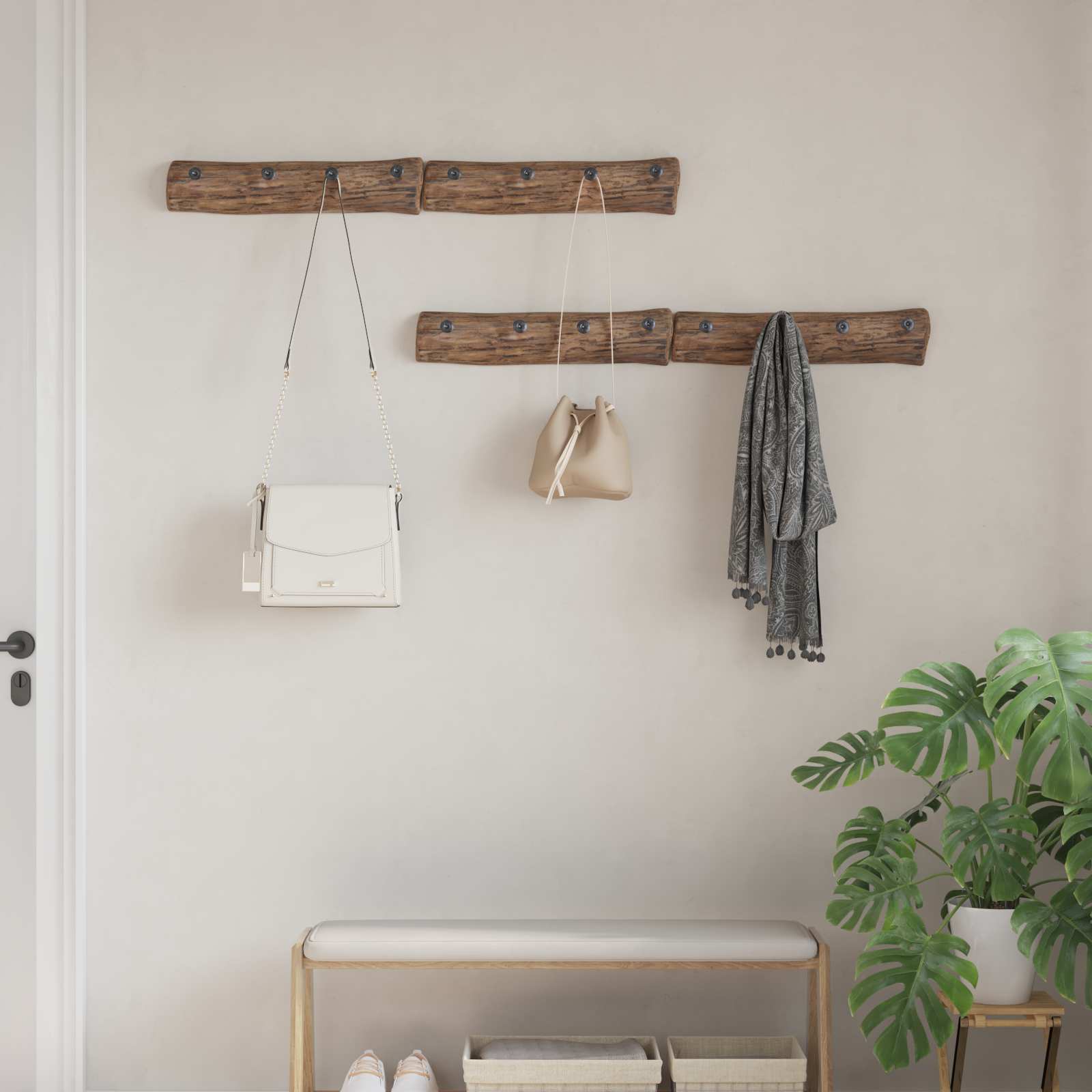 Hanger Bruin 50 x 8 x 12 cm Massief Gerecycled Hout image 3