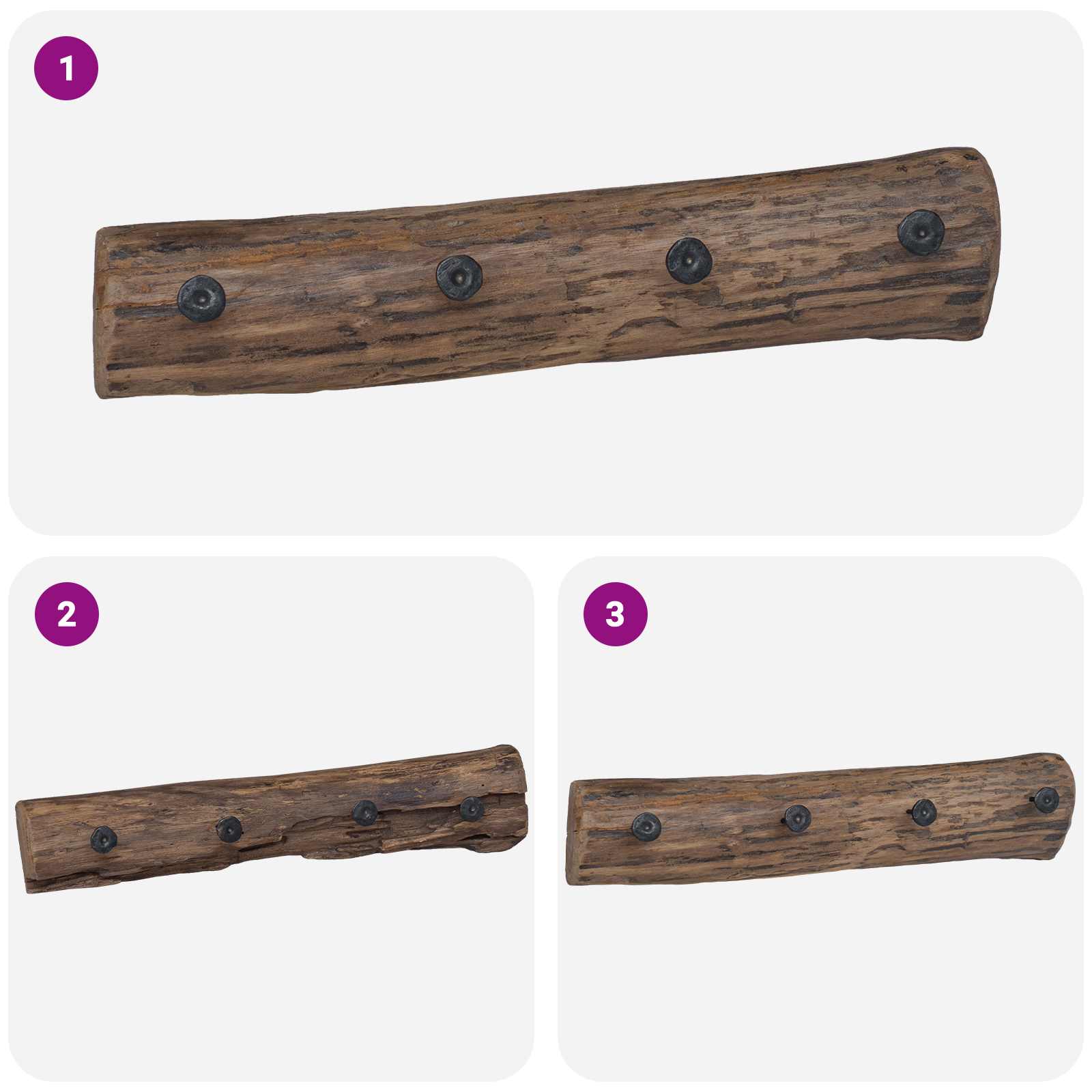 Hanger Bruin 50 x 8 x 12 cm Massief Gerecycled Hout image 4