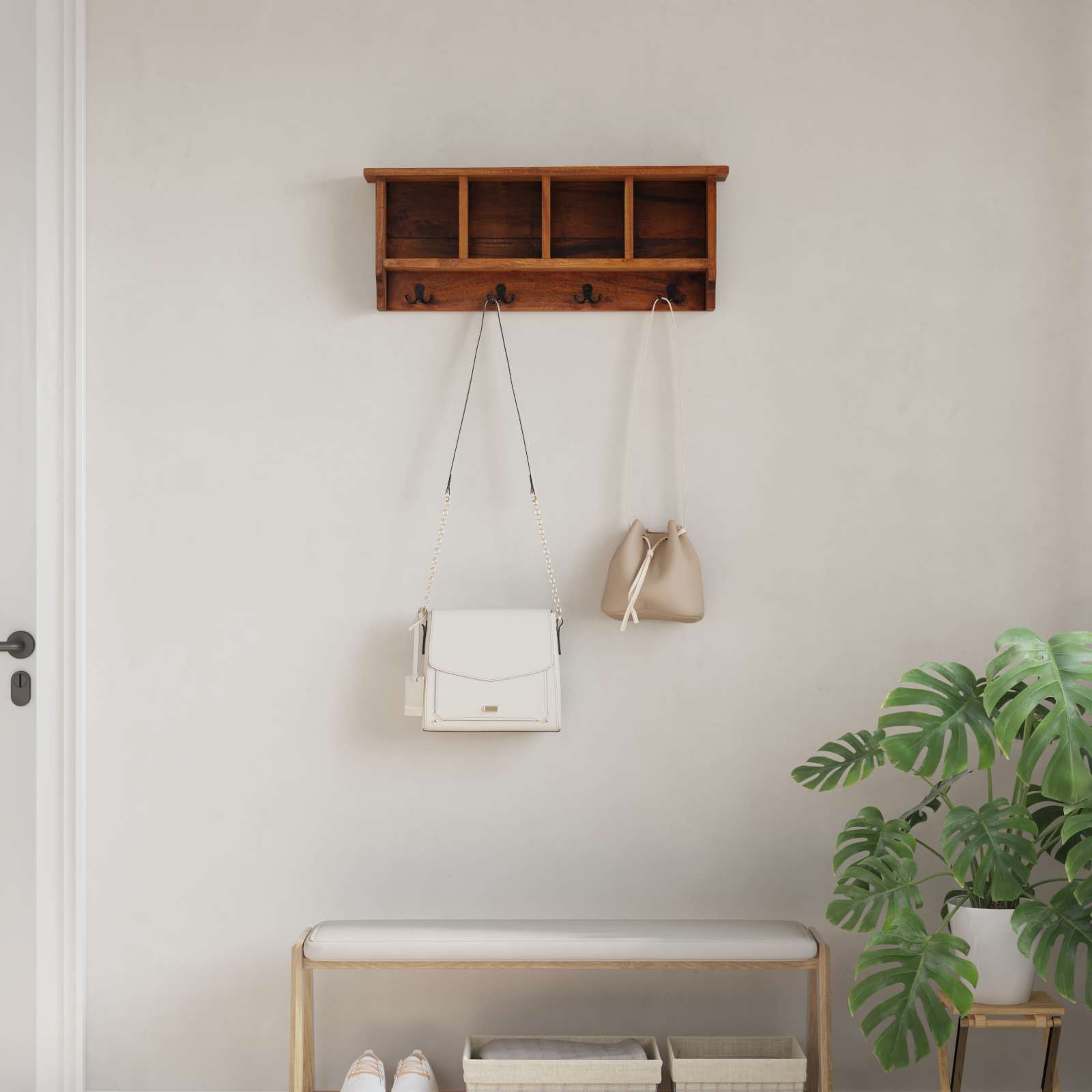 Hanger Bruin 70 x 11 x 27 cm Massief Mahoniehout image 3