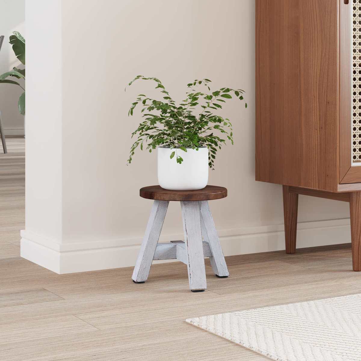 Taburet Naturfarvet 22 x 22 x 24 cm Mahogni Træ - Billede 3