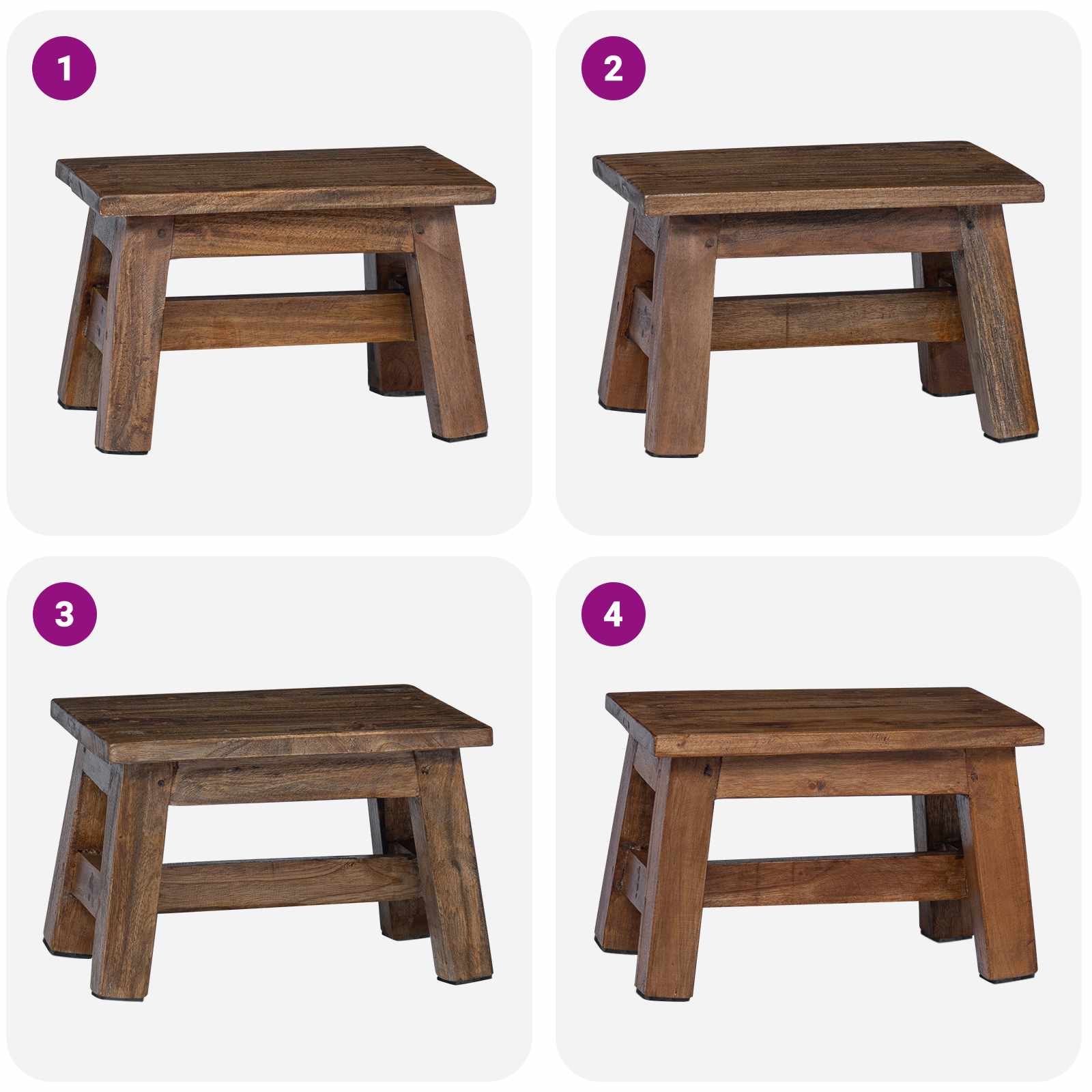 Taburet natural 30 x 20 x 20 cm Lemn de mahon [3]