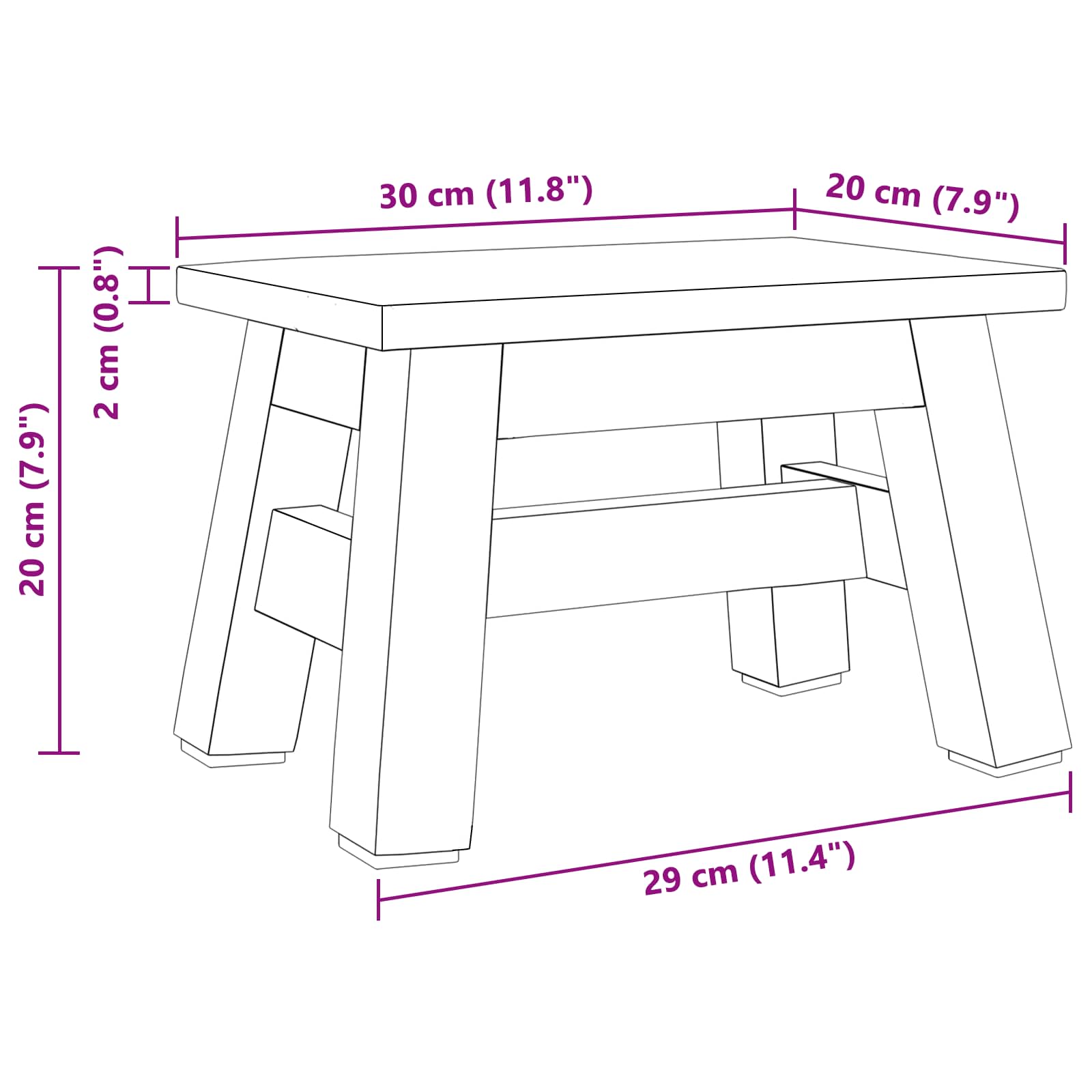 Taburet natural 30 x 20 x 20 cm Lemn de mahon [9]
