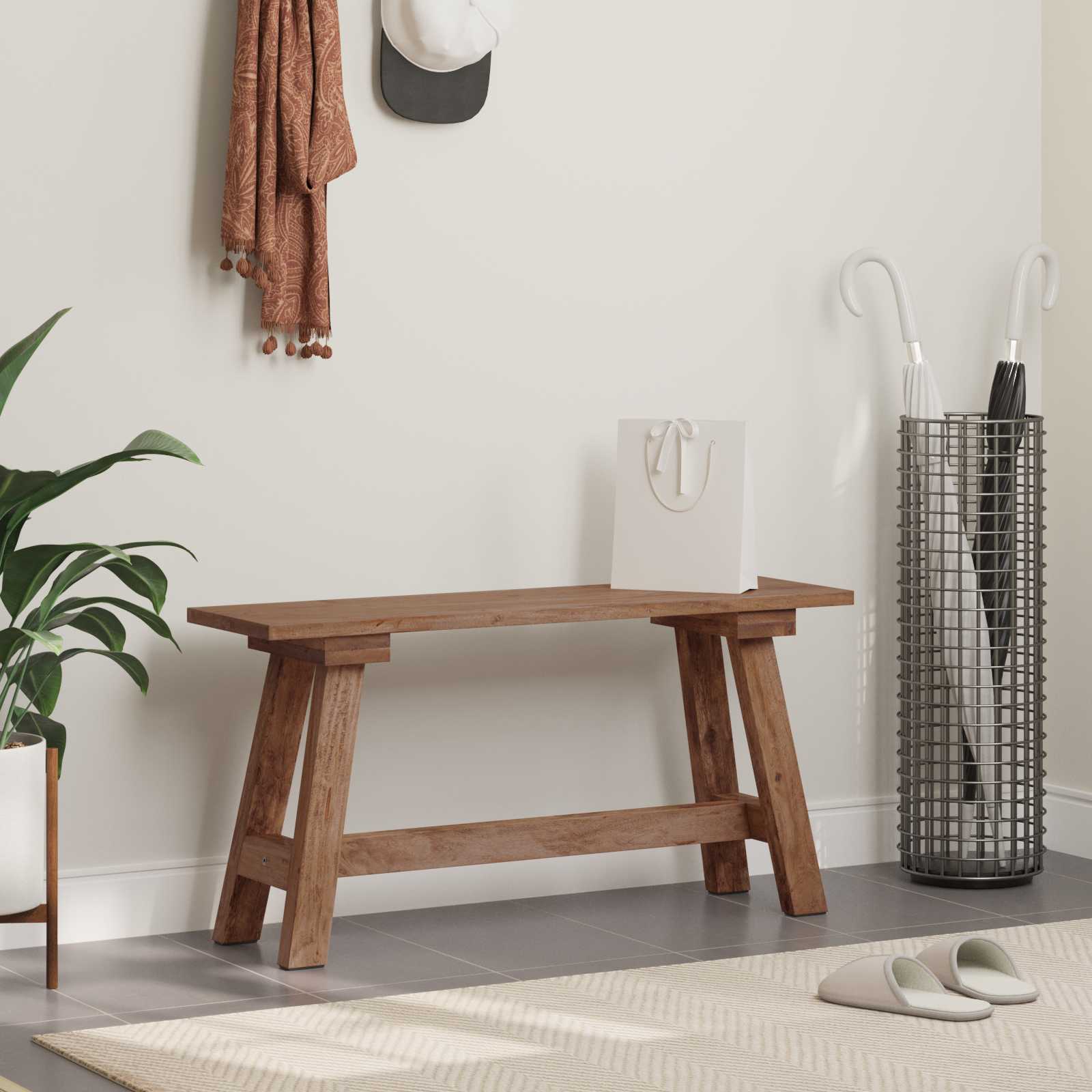 vidaXL Bank Natur 93 x 26 x 45 cm Mahagoni Holz