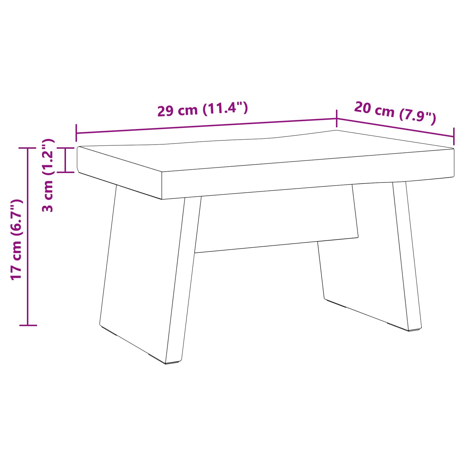 Taburet natural 29 x 20 x 17 cm Lemn de mahon [9]