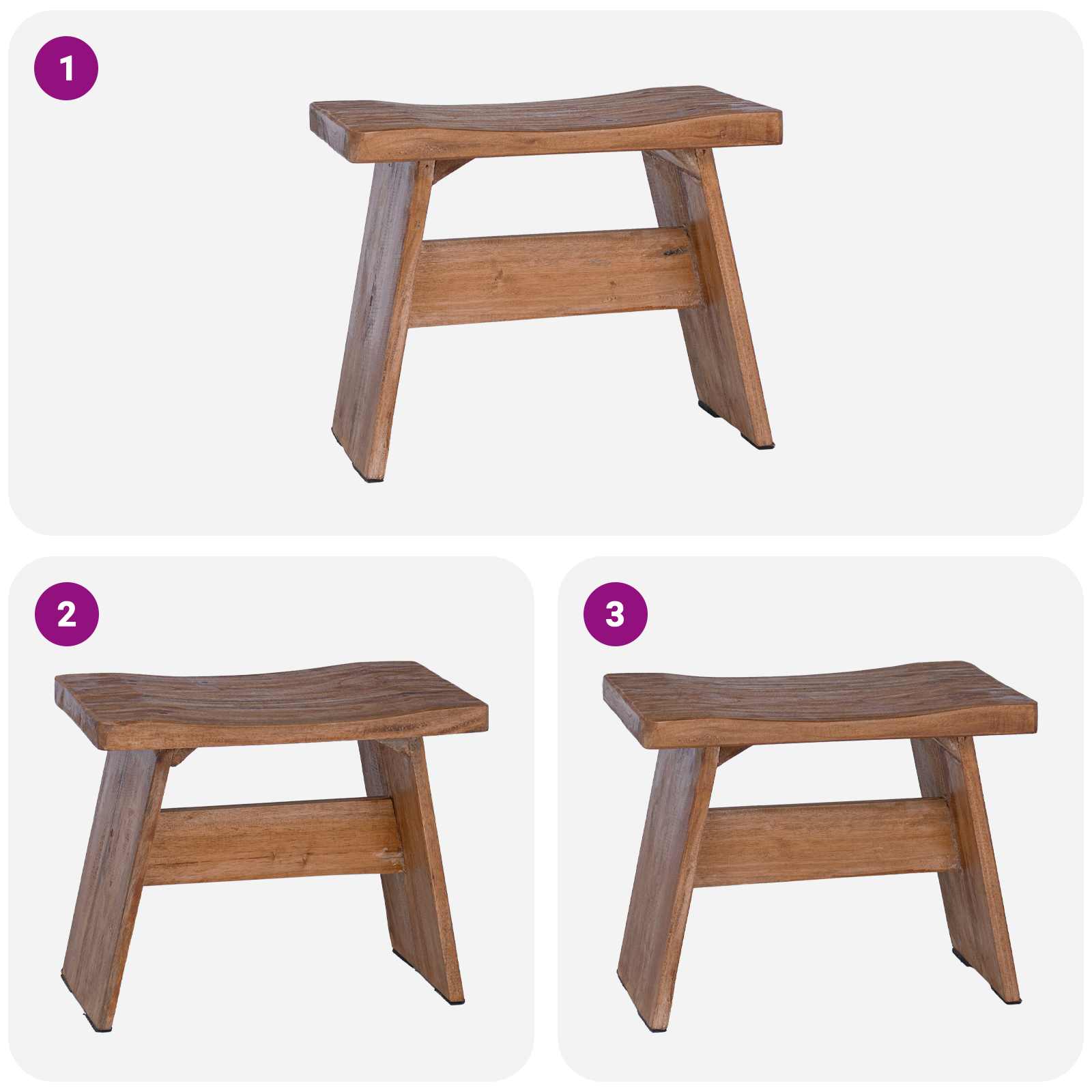 Taburet natural 40 x 25 x 31 cm Lemn de mahon [3]