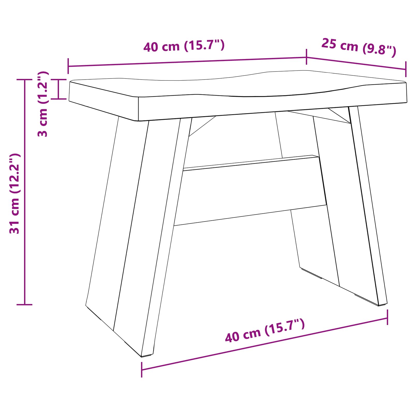 Taburet natural 40 x 25 x 31 cm Lemn de mahon [9]