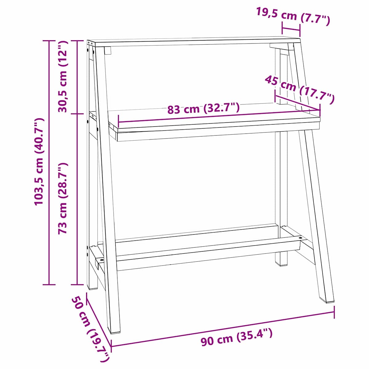 Bord Brun 90 x 50 x 103 cm Solid genbrugs træ - Billede 10
