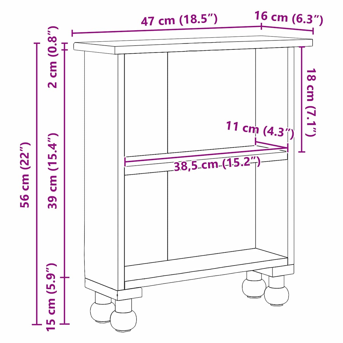 Hylder med hylde Brun 47 x 16 x 55 cm Massiv Mahogni - Billede 11