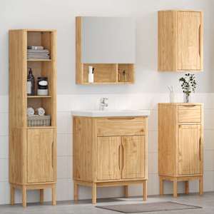 Komplet pohištva za kopalnico s polico FLORO 4 pcs Voskast rjav