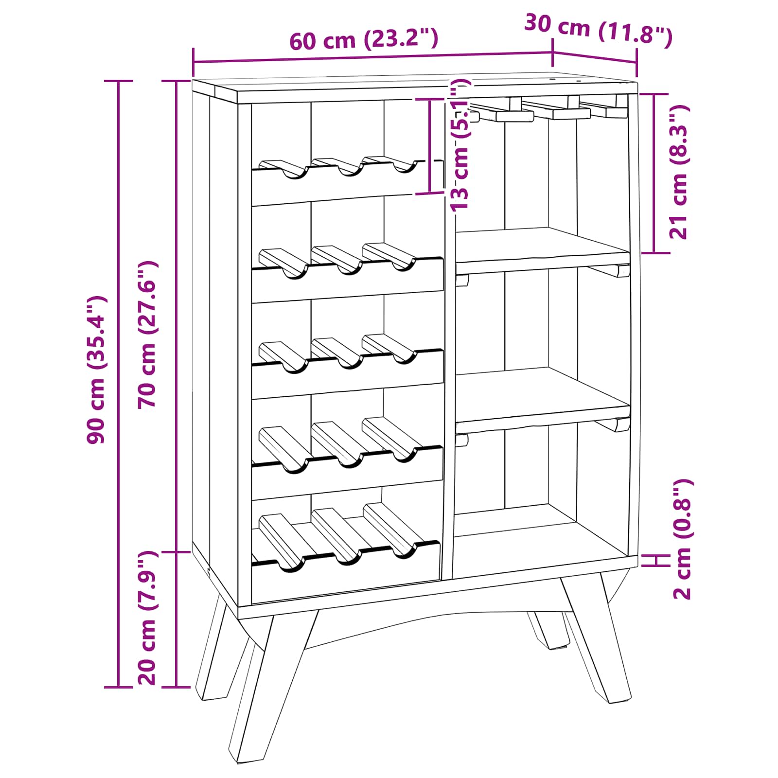 Állvány Barna 60 x 30 x 90 cm Szilárd Újrahasznosított Fa