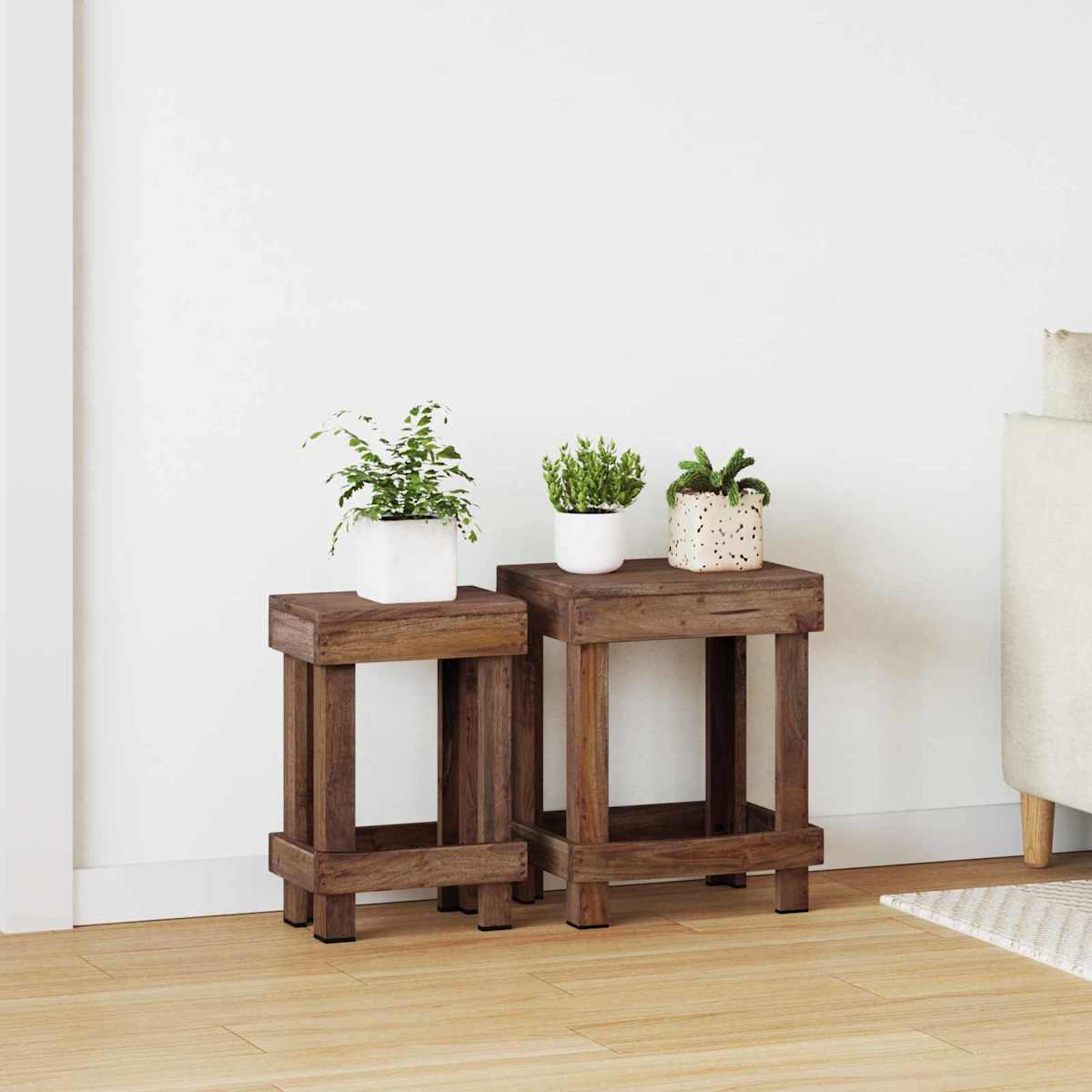 Planteholder 2 stk. Brun 70 x 11 x 27 cm Mahogni Træ