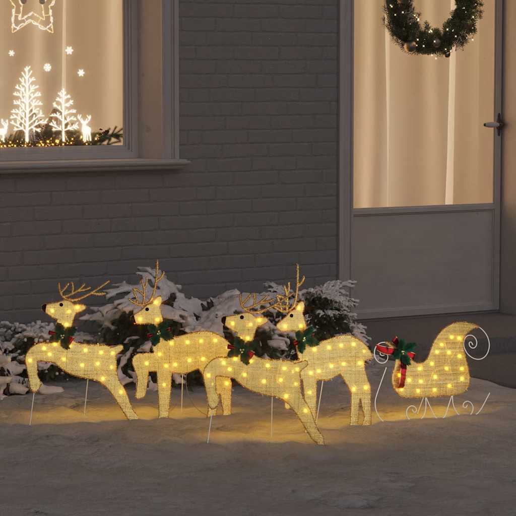 vidaXL Renii LED 5 pcs Auriu țesătură