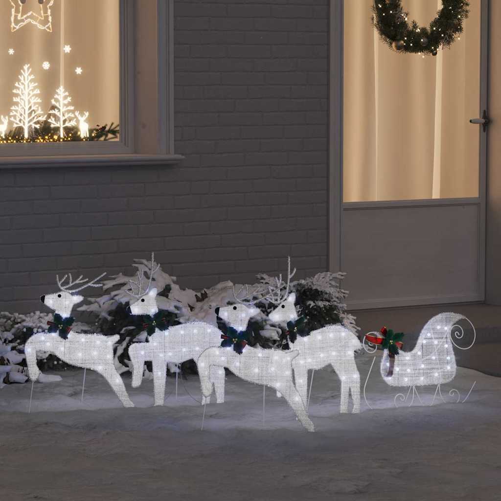 vidaXL Renii LED 5 pcs Argintiu țesătură