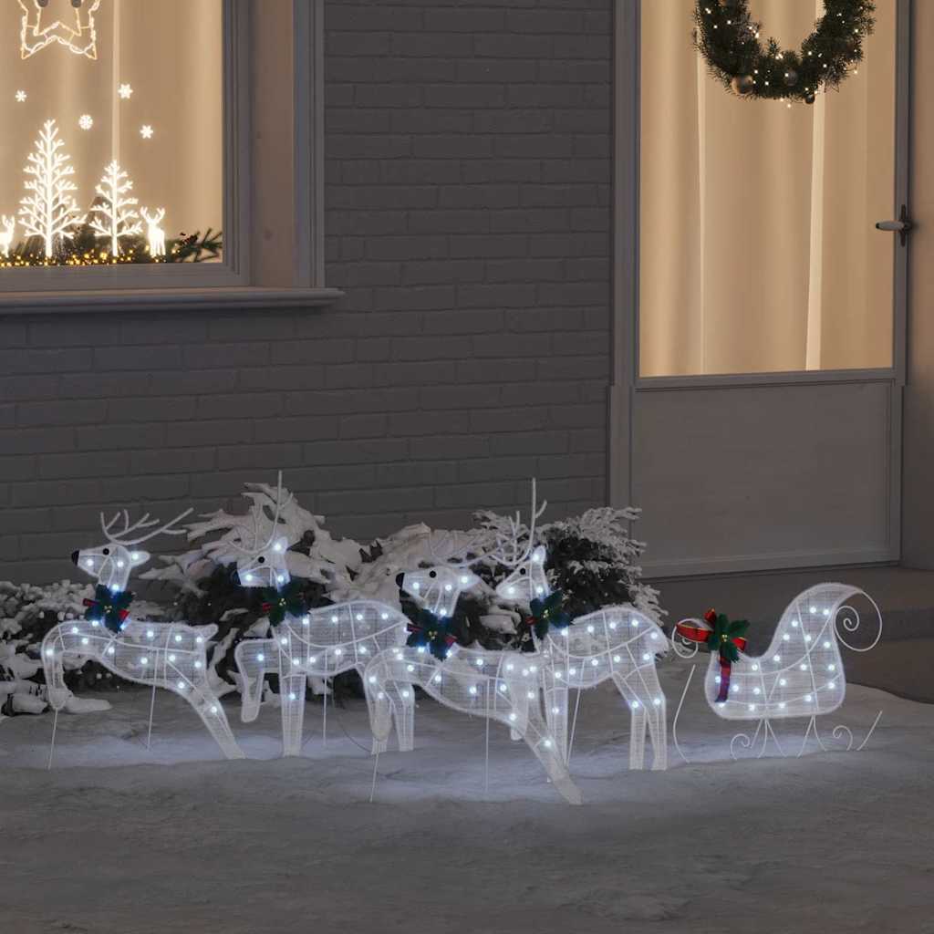 vidaXL Renii LED 5 pcs Alb țesătură