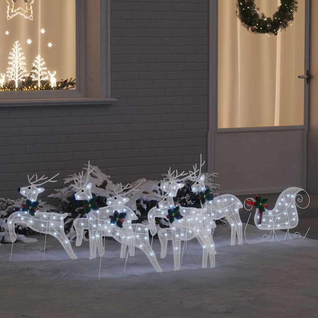 vidaXL Renii LED 7 pcs Alb țesătură
