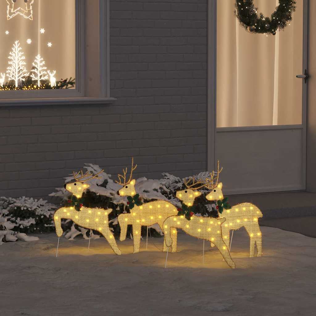 vidaXL Renii LED 4 pcs Auriu 45 x 19 x 65 cm țesătură